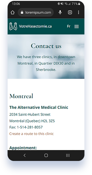 Site web en version mobile de VotreVasectomie